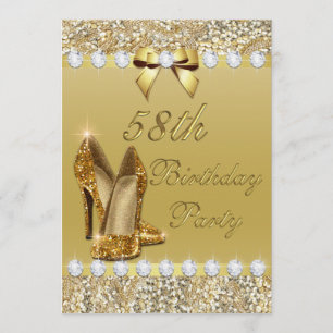 Invitación 58.º Cumpleaños Clásico Heels oro secuestra diaman