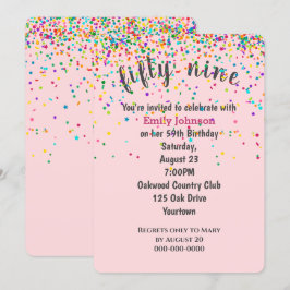 Invitación 59.º Confetti De Cumpleaños En Rosa