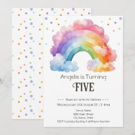 Invitación 5.ª acuarela Nacimiento Niños Arcoiris