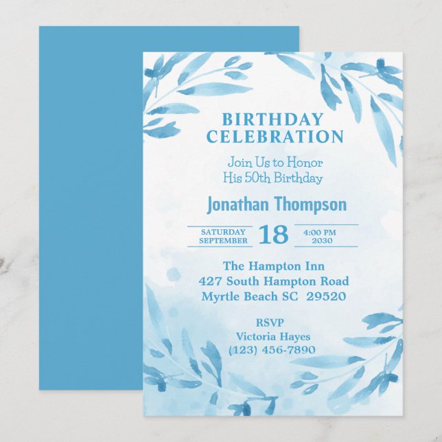 Invitación 5.ª Celebración de la fiesta de cumpleaños (Anverso / Reverso)
