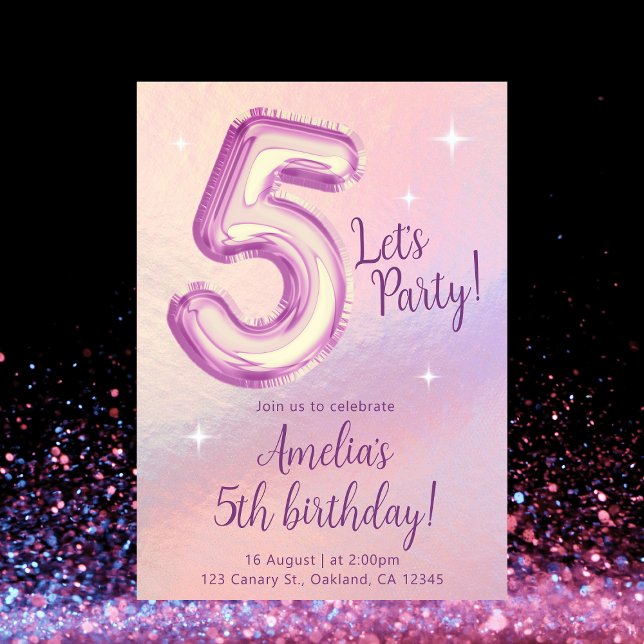 Invitación 5.ª fiesta de cumpleaños del globo arcoiris (Subido por el creador)