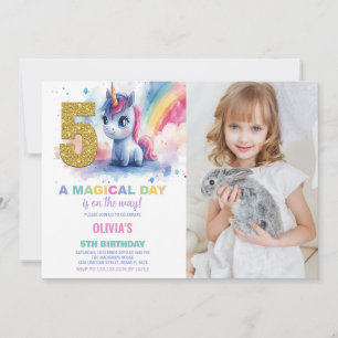 Invitación 5.ª foto de unicornio de cumpleaños