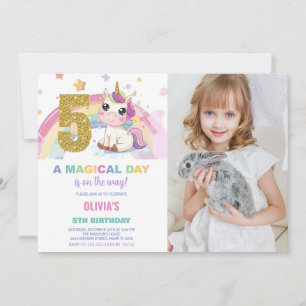 Invitación 5.ª foto de unicornio de cumpleaños