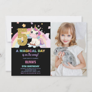 Invitación 5.ª foto de unicornio de cumpleaños