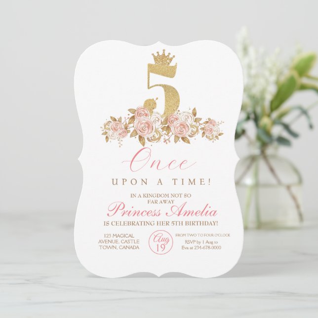 Invitación 5.ª Princesa de la Corona de Oro Rosa (Anverso de pie)