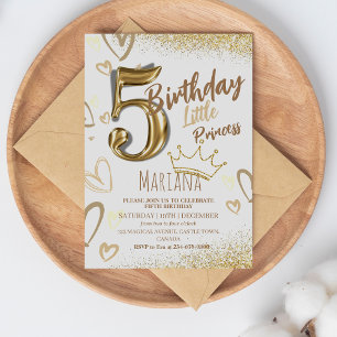 Invitación 5.ª Purpurina de oro de la princesa Guay Cumpleaño