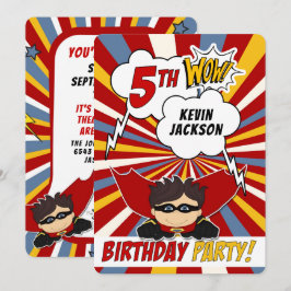 Invitación 5.ª superheroína del partido de los cumpleaños, co