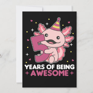 Invitación 5.º cumpleaños Axolotl 5 años Sweet Axolotls