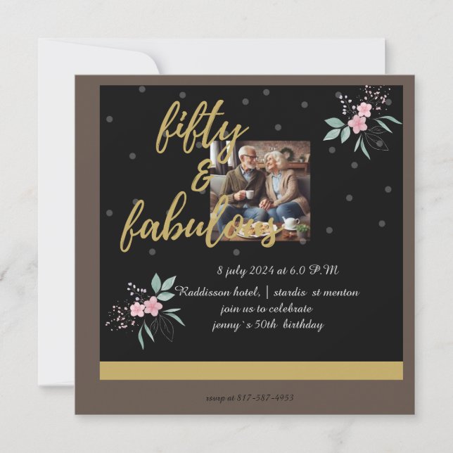 Invitación 5.º fabuloso cumpleaños (Anverso)