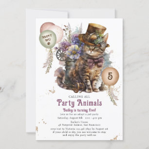 Invitación 5.º Fiesta de Adopción de Mascota Gatito Gatito de