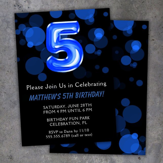 Invitación 5.º Fiesta de los Globos de Cumpleaños Niños Blue  (Subido por el creador)