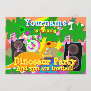 Invitación 5.º Fiesta Guay Dinosaur DJ