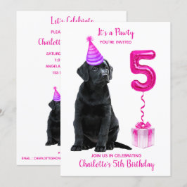 Invitación 5.º tema de la cachorro de cumpleaños - Perro lind