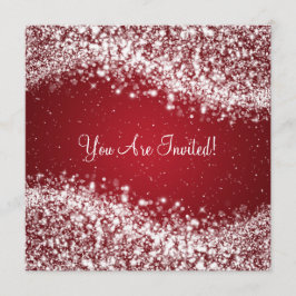 Invitación 5.25" Elegante Boda Sparkling Wave Red