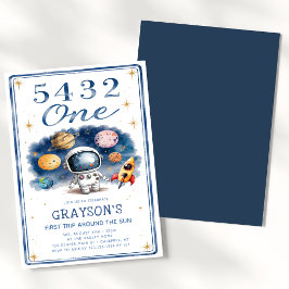 Invitación 5 4 3 2 Cumpleaños Azul 1er