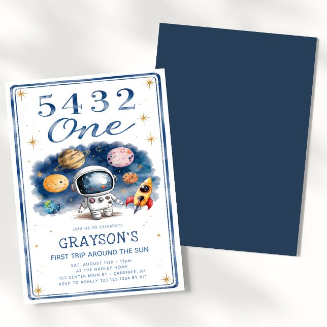 Invitación 5 4 3 2 Cumpleaños Azul 1er (Subido por el creador)