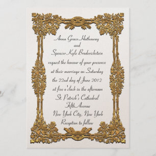 Invitación 5,5" de la boda del oro del cuento de