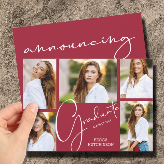 Invitación 5 Anuncios de Graduación de Crimson de Foto (Subido por el creador)