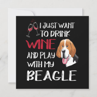 Invitación 5 Bebe vino y juega con mi Beagle