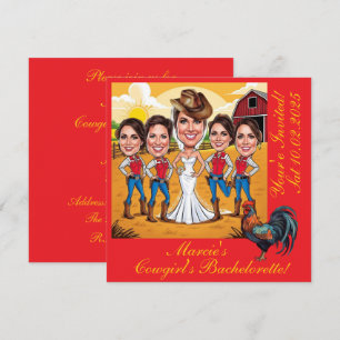 Invitación 5 Caricaturas rusas de vaca Bachelorette