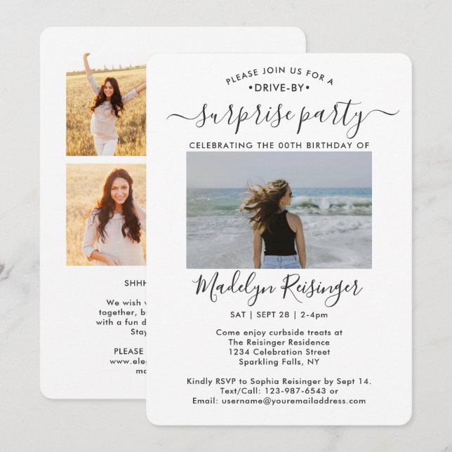 Invitación 5 desfile de la fiesta del cumpleaños sorpresa por (Anverso / Reverso)