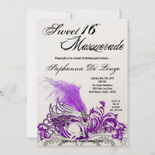 Invitación 5 días a la semana Dulce de Mascarada Púrpura 16 c