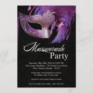 Invitación 5 días a la semana Dulce de Mascarada Púrpura 16 c