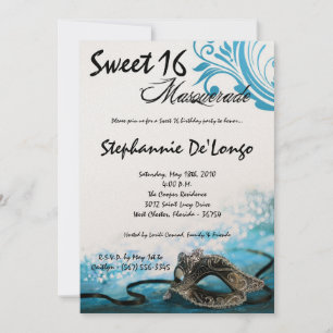 Invitación 5 días a la semana Dulce Mascarada Azul 16 cumplea