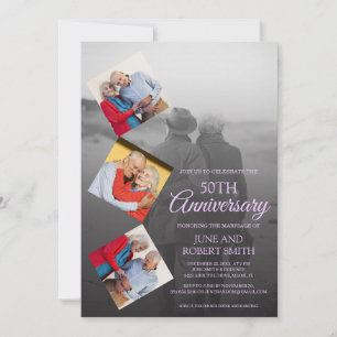 Invitación 5 foto 50 aniversario del boda dorado