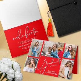 Invitación 5 Foto Graduación Roja