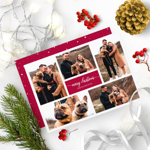 Invitación 5 Fotos Collage Chic Script Feliz Navidad
