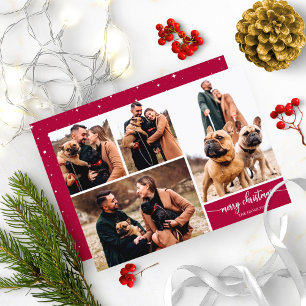 Invitación 5 Fotos Collage Sencillo Elegante Feliz Navidad