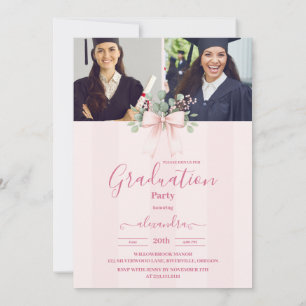 Invitación 5 fotos de la celebración del Grado de Bow Rosa