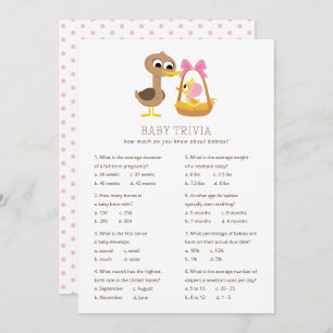 Invitación 5 Little Ducks Baby Trivia   Baby Shower chica