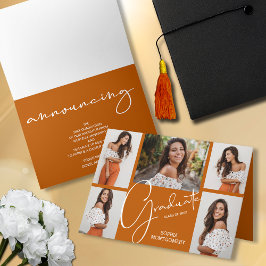 Invitación 5 Photo Burnt Orange Graduation Announcement