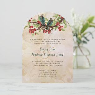 Invitación 5 x 7 Aves de Amor Vintage Tea Stain Wedds