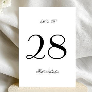 Invitación 5 x 7 Boda clásico blanco y negro número de tabla