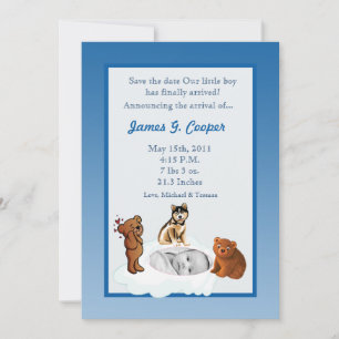 Invitación 5 x 7 Círculo FOTO Azul Bebé
