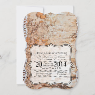 Invitación 5 x 7 embellecedor de encaje de madera de grano de