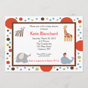Invitación 5 x 7 Jungle Alphabet Sout Dot Baby Shower
