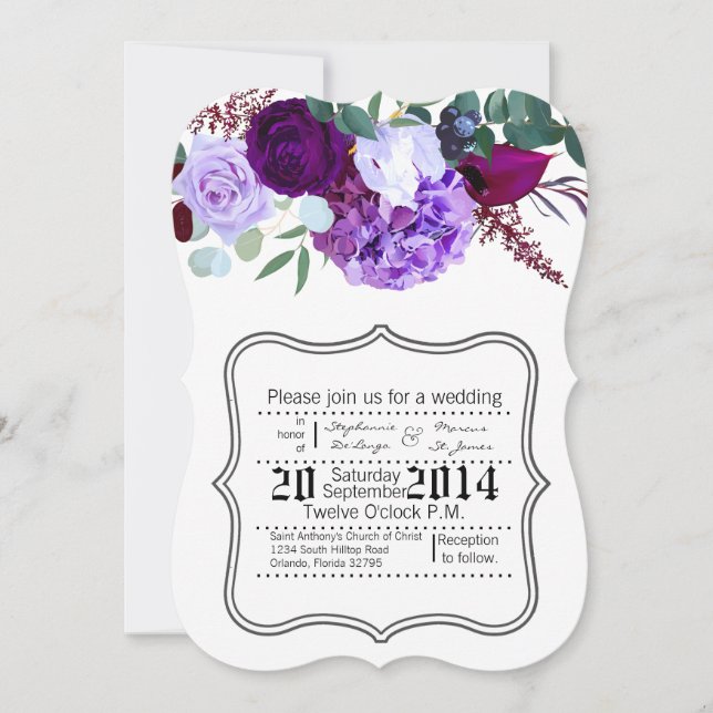 Invitación 5 x 7 Lavender Hibiscus en blanco (Anverso)