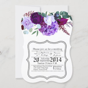 Invitación 5 x 7 Lavender Hibiscus en blanco