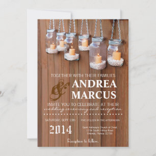 Invitación 5 x 7 Mason Jar Candle Lights Nig Wedding Invitaci