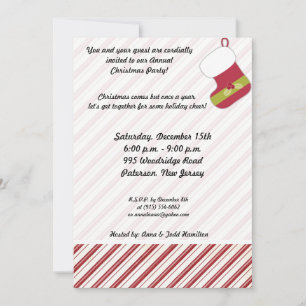 Invitación 5 x 7 Navidades rojos/verdes invitando a rebosar