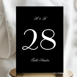 Invitación 5 x 7 Número de tabla de Boda blanco negro formal