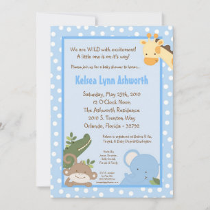 Invitación 5 x 7 Safari Jungle ZooInvitación a Baby Shower pa