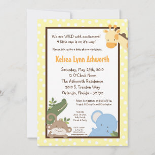 Invitación 5 x 7 Safari Jungle ZooInvitación a Baby Shower pa