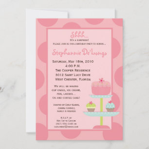Invitación 5 x 7 Trajes dulces Copa Pastel de cumpleaños Part