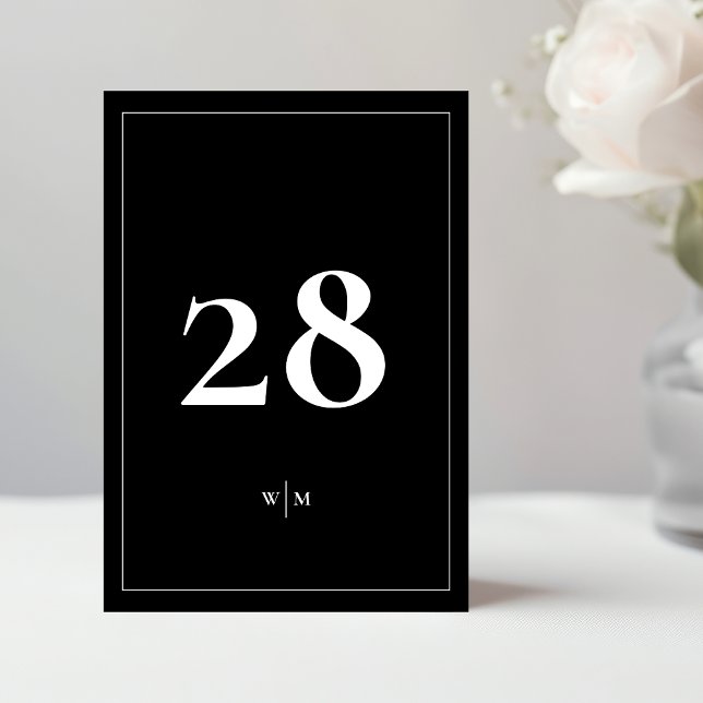 Invitación 5 x 7 White Frame Black Wedding Table Numbers (Subido por el creador)