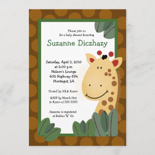 Invitación 5 x 7 Zanzíbar GIRAFFE Jungle Baby Shower